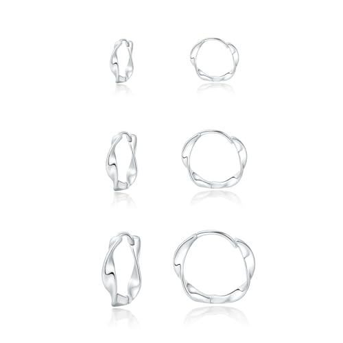 3 Pairs 14K Gold Twisted Hoop Earrings Set for Women Small Huggie Cartilage Piercing Hypoallergenic Earring Gifts for Her