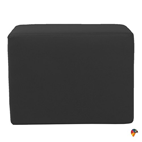 Arketicom Puff Puf Pouf Dado, Cubo Reposapies en Piel Sintetica Polipiel (Desenfundable con Cremallera) en Poliuretano Expandido de Alta Densidad Negro 55x45h cm
