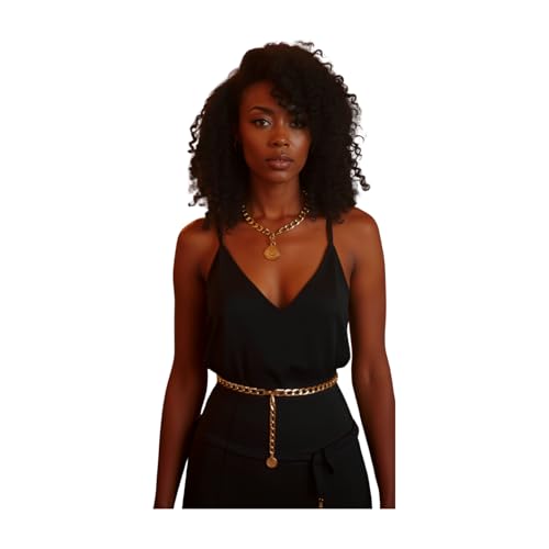 Women Fashion Belt Hip Waist GOLD Color Metal Chain Coin Charm Plus Size XL XXL3