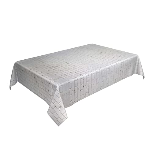 Nappe brique blanche rectangulaire imperméable 137x183 nappe de table extérieur - 3