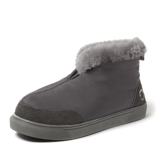 Image of Dearfoams Men's Fireside Nylon Australian Shearling Water Resistant Apres Winter Warm Up Bootie