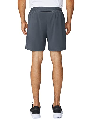 baleaf Men's 5" Running Athletic Shorts Zipper Pocket for Workout Gym Sports Lightweight Quick Dry Gray Size M - Image 2