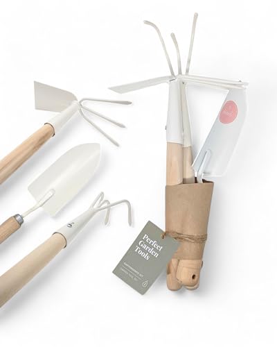 LIVLIG Gartenwerkzeug Set, Gartengeräte Set bestehend aus Handschaufel, Harke, Hacke mit Gabel, Eichenholzgriff