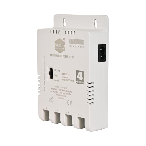 Image of Bectro CCTV Power Supply SMPS 4 Channel /Port 12V 5 Amp Max. Output with Voltage Booster Technology, Multi Terminal DC Outlet