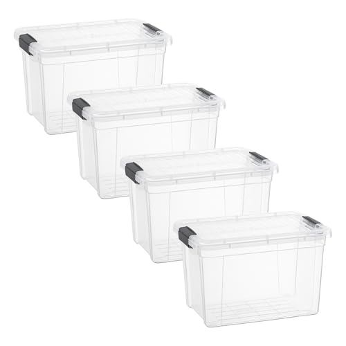 Image of Superio 8.7 Quart Clear Plastic Storage Boxes with Lids, Stackable Organizer Containers, BPA-Free Storage Bins for Home, Office, School & Dorm, 4 Pack