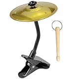 Auto Crash Becken, ⌀14cm Mini-Trommel-Crash-Clip, Handtrommel Schlaginstrumente Deko, Trommel Lüftungsschlitz, Leise Desktop Trommelbecken für Alle Arten Von Fahrzeugen, 1 x Halterung & Trommelstock