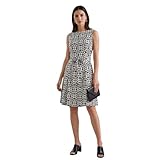 Peach Couture Geometric Floral Pattern Vintage A Line Sleeveless Work Dresses