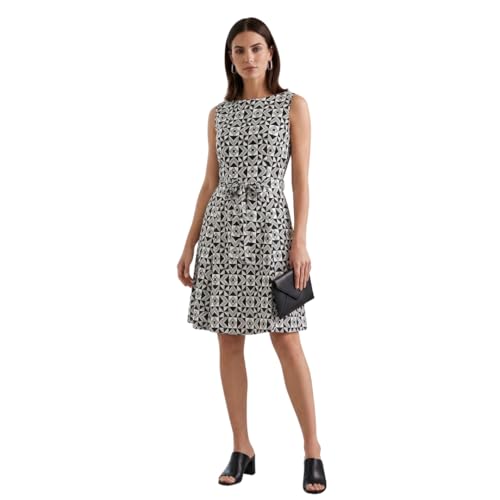 Peach Couture Silky Vintage Retro A Line Sleeveless Work Casual Belted Dress