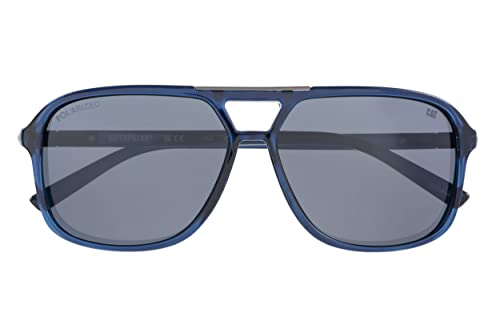 Image of CAT Precision 8505 Mens Aviator Polarized Sunglasses, 58 mm, UV400 Protection, Gloss Navy Crystal