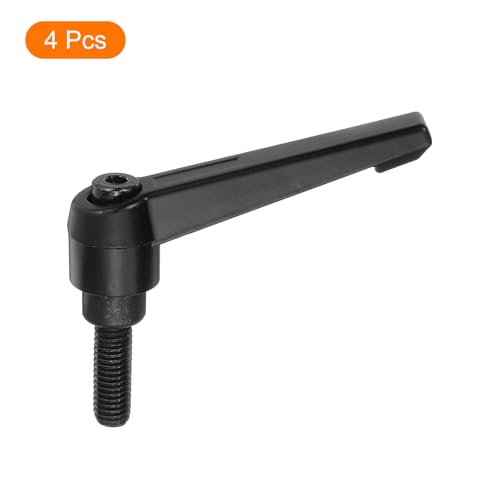 Image of uxcell 4Pcs M8 x 20mm Adjustable Knobs Handle Male Thread Push Button Ratchet Quick Release Locking Rotating Bolt for Lathe Machinery, Black