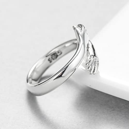 HomeSoGood 4 Pcs Two Hands Hug Open Rings, Adjustable Hands Embrace Couple Rings, Lovers Hugging Wedding Ring Band4