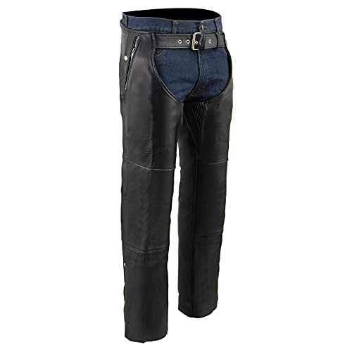 Image of Milwaukee Leather Men's Thermal Lined Premium Leather Motorcycle Bikers Riders Chaps