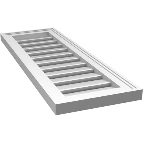 12"W x 34"H Rectangle Surface Mount PVC Gable Vent: Functional, w/ 2"W x 1-1/2"P Brickmould Frame by Ekena Millwork - Image 5