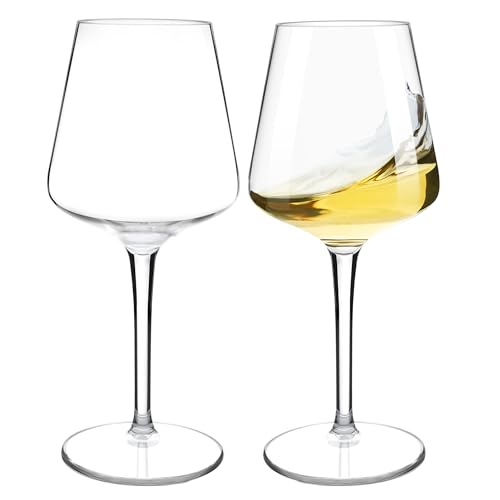 HAHASHOW Tritan-Plastica Bicchiere da Vino Bianco, Set di 2 Divino Calice vino rosso per campeggio festa, Adatto alla Lavastoviglie, 445ml