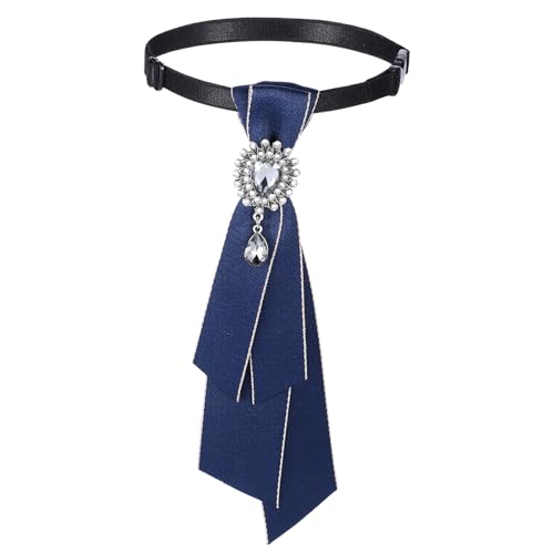 Women's Pre-Tied Neck Tie, Adjustable Vintage Blouse Tie with Crystal Decoration, Elegant Bow Tie for Party, Work, School, Daily Casual Wear