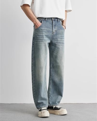 Men's Straight Retro Jeans Soft Casual Denim Pants with Pockets3