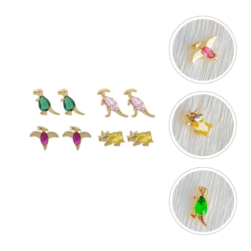 Pendientes de dinosaurio en cobre con circonitas brillantes 7