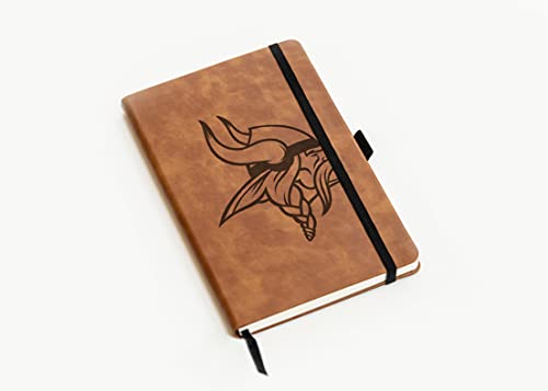 Rico Industries NFL Minnesota Vikings Brown Laser Engraved Small Notepad Jounral/Notepad 8.25" x 5.25"- Office Accessory