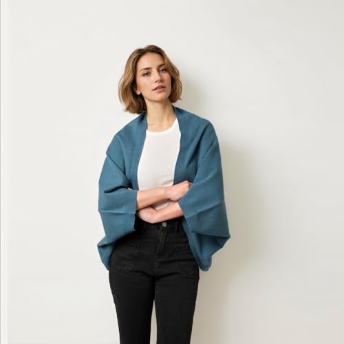 Image of WaJuemy Shrug Sweater Shawl Wraps for Women Soft Cashmere Ponchos Sweater Cardigan Casual Open Front Top Cape Shawls