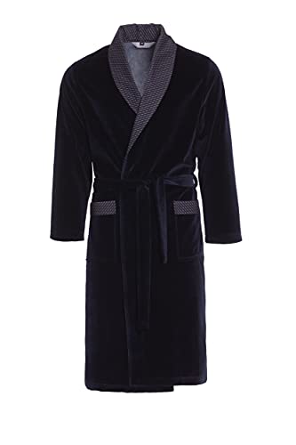 Photo de Revise RE-103 Robe de chambre pour hommes - Velours - Bleu foncé - XL