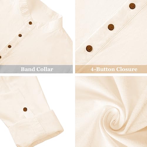 Image of Beige Color Cotton Blend Mandarin Neck Short Kurta Straight Kurta for Men (S)
