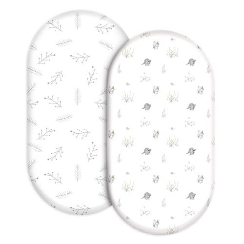 Image of Bassinet Sheets, Bassinet Sheets for Baby Boy and Girl, Bassinet Sheet Neutral, Fit for Rectangle, Round, Oval, Hourglass Mattress, Flexible for Different Bassinet Pad/Mattress 2 Pack
