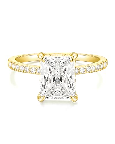 TIGRADE 4CT Engagement Ring for Women Radiant Cut Cubic Zirconia Wedding Band CZ Promise Anniversary...
