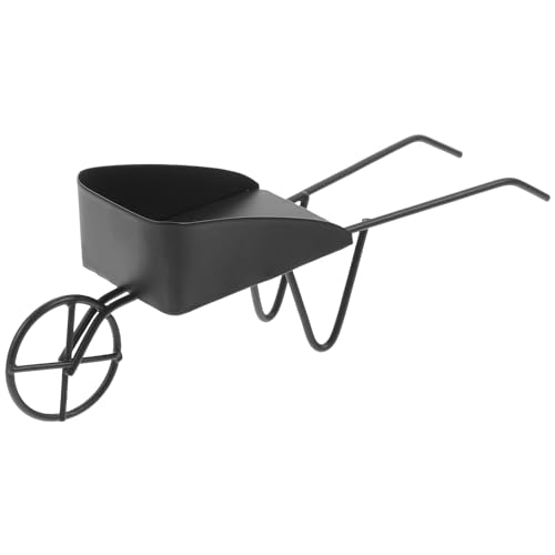 SAFIGLE Miniature Dollhouse Vintage Iron Wheelbarrow, Black Metal Tiny Barrow for Diy, Decoration, Photography Props, 4.92x1.77x1.18 Inches