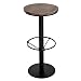 HomCom 42" Rustic Industrial Metal Pine Wood Top Bar Height Adjustable Standing Pub Table