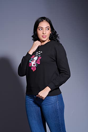Image of Go Devil Stylish Trendy Regular Fit 100% Cotton Sweatshirt with Round /Crew Neck Full Sleeves, Casual Printed Winter Wear for Women /Girls