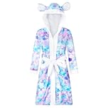 WYTbaby Girls Dressing Gown Hooded Bathrobe Kids Soft Fleece Kids Towelling Robe 3D Animal Pattern Girls Bathrobe Age 12-14 Years