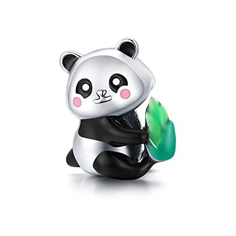Panda Charms fit for Pandora Bracelet Sterling Silver 925 Panda Cub with Bamboo Animal Pendant Bead, Birthday Gift With Jewelry Box Cover