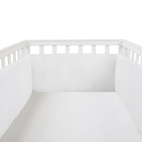 MCDALEGE Crib Mesh Liner Padding for Crib,Anti-Collision Soft Cushion Pads Protector (Inner Liner Only)- 2 Long Pieces (51.18in x 9.64in),2 Short Pieces(26,77in x9.64in).
