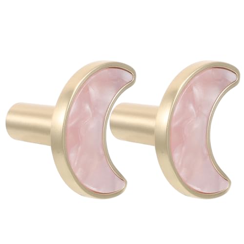 Yardenfun Tiradores Metálicos Forma de Luna para Armarios y Cajones 1 Par Aleación de Zinc Tamaño Pequeño Color Rosa Tirador Orificio Herrajes Decorativos para Muebles de Cocina y
