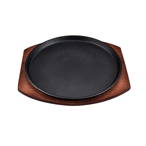 YYJINGYOU Skillet with Cast Iron Round Home Restaurant Rotisserie ((Plate + Iron) 23cm)