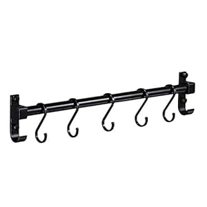 Heritan Keukenrail met haken, pan- en pannenhangers voor keukenwandmontage, gebruiksvoorwerpenrek met afneembare S-haak…