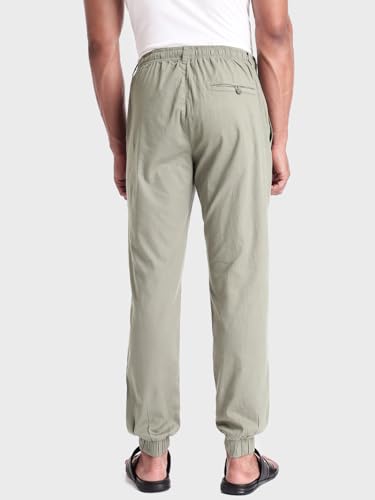 Image of Bewakoof Men's Solid Regular Fit Cotton Joggers