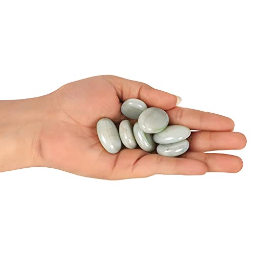 Image of Color Stone Decorative Shiny Glossy Flower Glass Pebbles for Vase Fillers Plant Pots Home Table Garden & Outdoor Decoration (White & Green 2Kg)
