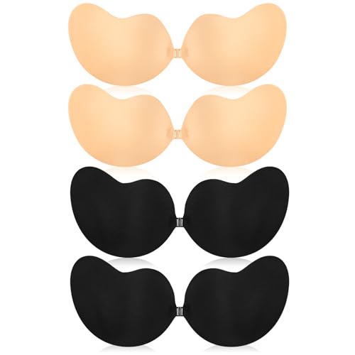 Gtuzkheu 4 Pares De Sujetador Invisible, Sujetadores Adhesivos, Sujetador Sin Tirantes De Silicona, Reutilizable, Adecuado para Vestidos De Noche Y Ropa Sin Espalda(A-B)