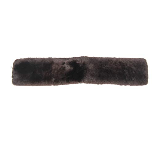 Merauno Lammfell Nasenriemenschoner Genickschoner mit Klettband Pferde Nasenschoner für Halfter Trensenzaum Kopfstück Zaumzeug aus echtem Schaffell Natur Schwarz Braun, 2 Sizes (32cm, Braun)
