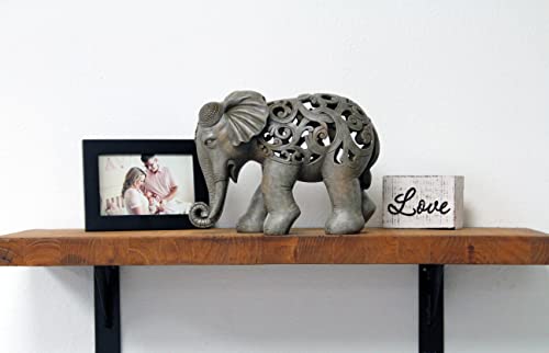 Nature's Mark 8" H Elephant Decor Resin Statue Hand-Carved Elephant Figurine Home Decorative Accent (Stone Color) #TOP5