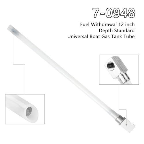 Image of Universal 12 inch Marine Fuel Tank Pickup Tube with Strainer, Polyethylene Fuel Pickup Tube with Brass Barb Connector, Fits Standard Universal Boat Fuel Tank, Replaces Part 7-0948