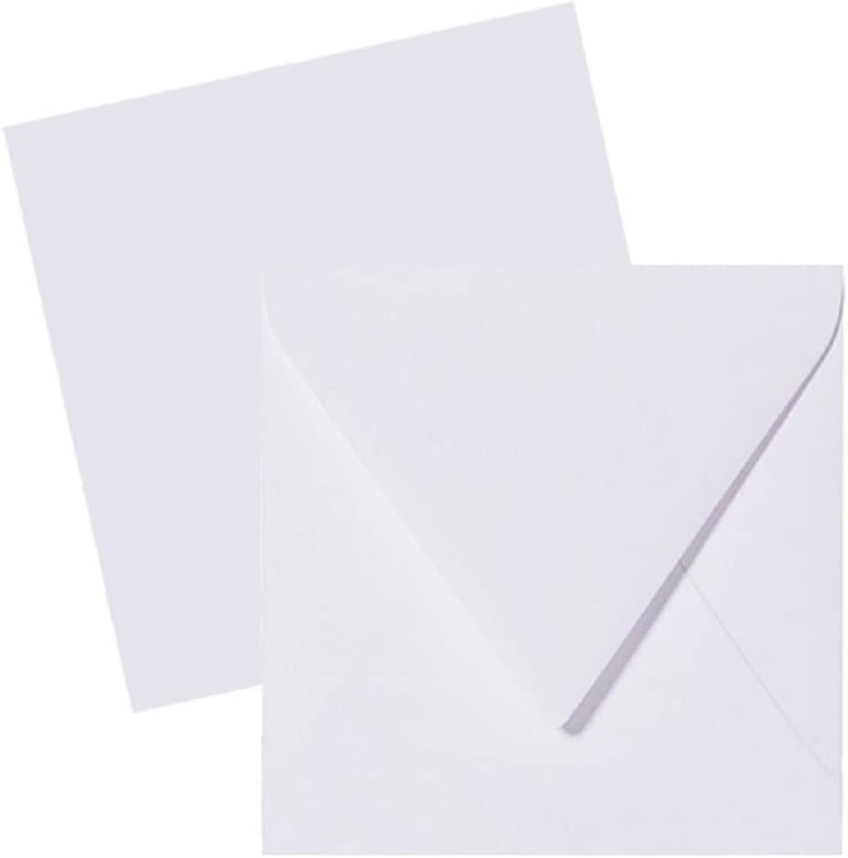 50 Envelopes Square - White - 120 g/m² - 150 x 150 mm 15 x 15 cm - Triangular Flap Moist Tape - ohne Window