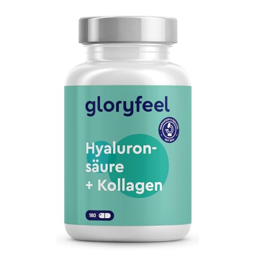 Hyaluronsäure Kollagen Komplex - 180 Kapseln - Mit Biotin, Vitamin C (aus Acerola), Zink, Selen & Bambusextrakt - Für Haut, Haare, Nägel - Hoch bioverfügbar - Laborgeprüft