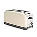 Taurus Vintage Cream - Grille-pain 1400W, 6 niveaux de brunissage, Deux fentes extra longues, Fonctions : arrêt, réchauffage et décongélation, Système de centrage automatique, Acier inoxydable