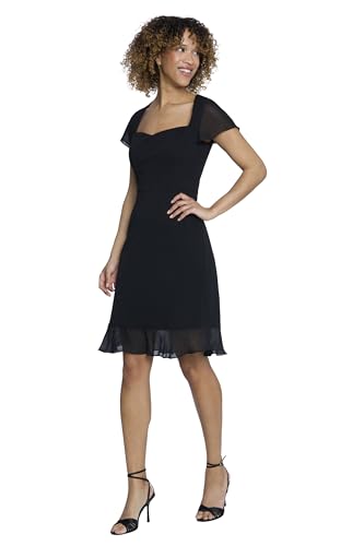 Maggy London Crepe Sweetheart Neck Chiffon Sleeves and Flounce | Cocktail Dresses for Women2