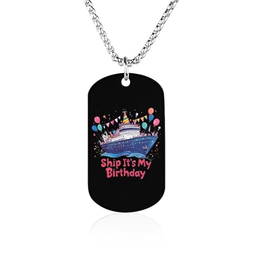 Cruise Ship It's My Birthday - Collar ajustable de acero de titanio para mujeres y hombres, 23.6in（60cm）, Acero de titanio