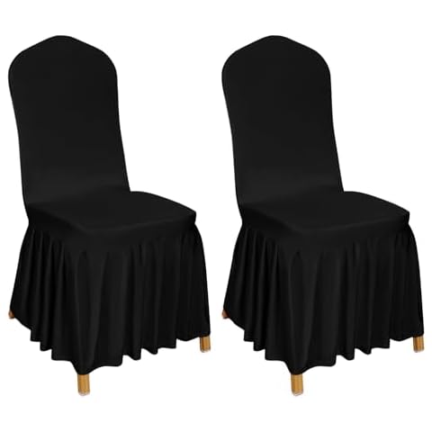 DREAMANIA 2pcs Chair Covers Stretch Parsons Skirt(Red) Cover