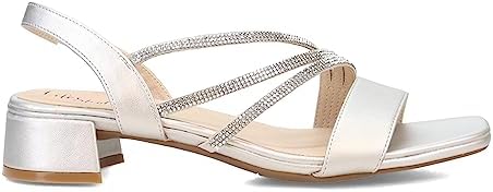 LifeStride Womens Joy Strappy Heeled Sandal, Silver, 8.5 Wide US | Image 1