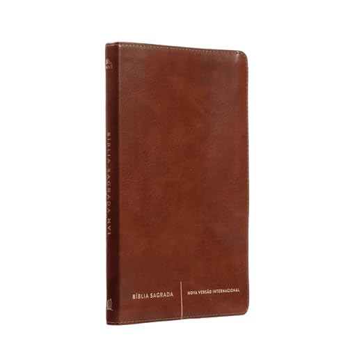 Bíblia Sagrada Slim NVI, Luxo, Capa Marrom, Couro-soft